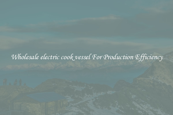 Wholesale electric cook vessel For Production Efficiency